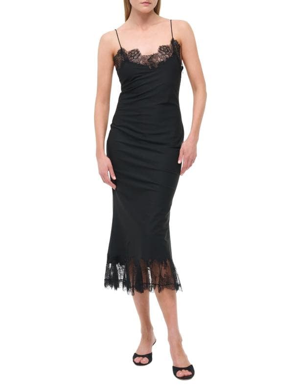 Nadia Lace-Trimmed Midi-Dress