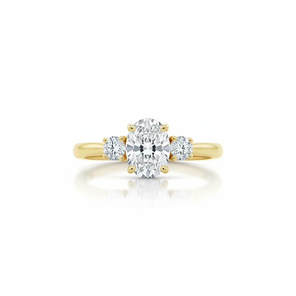 East-West Oval Diamond Solitaire Plus Ring