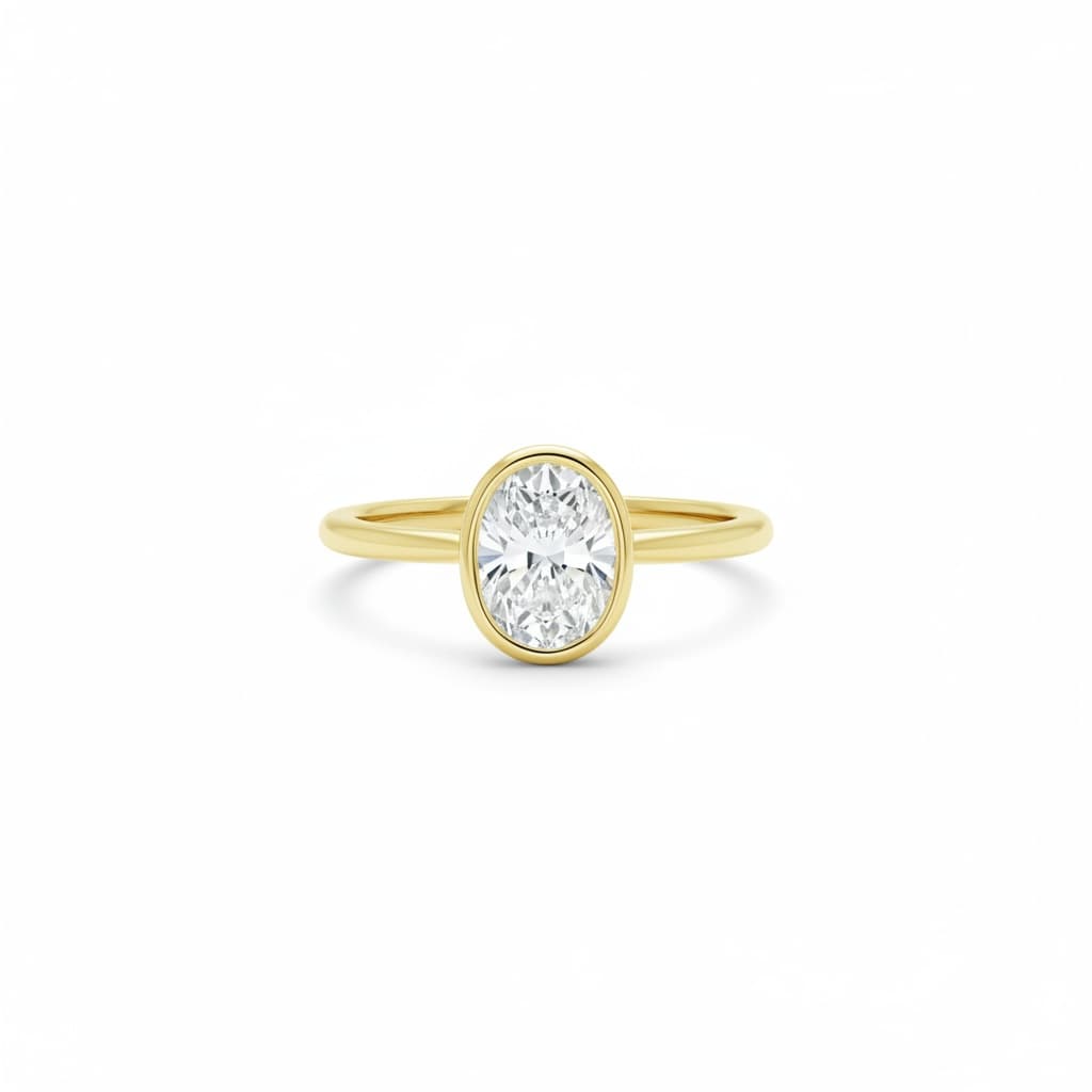 East-West Oval Diamond Solitaire Plus Ring