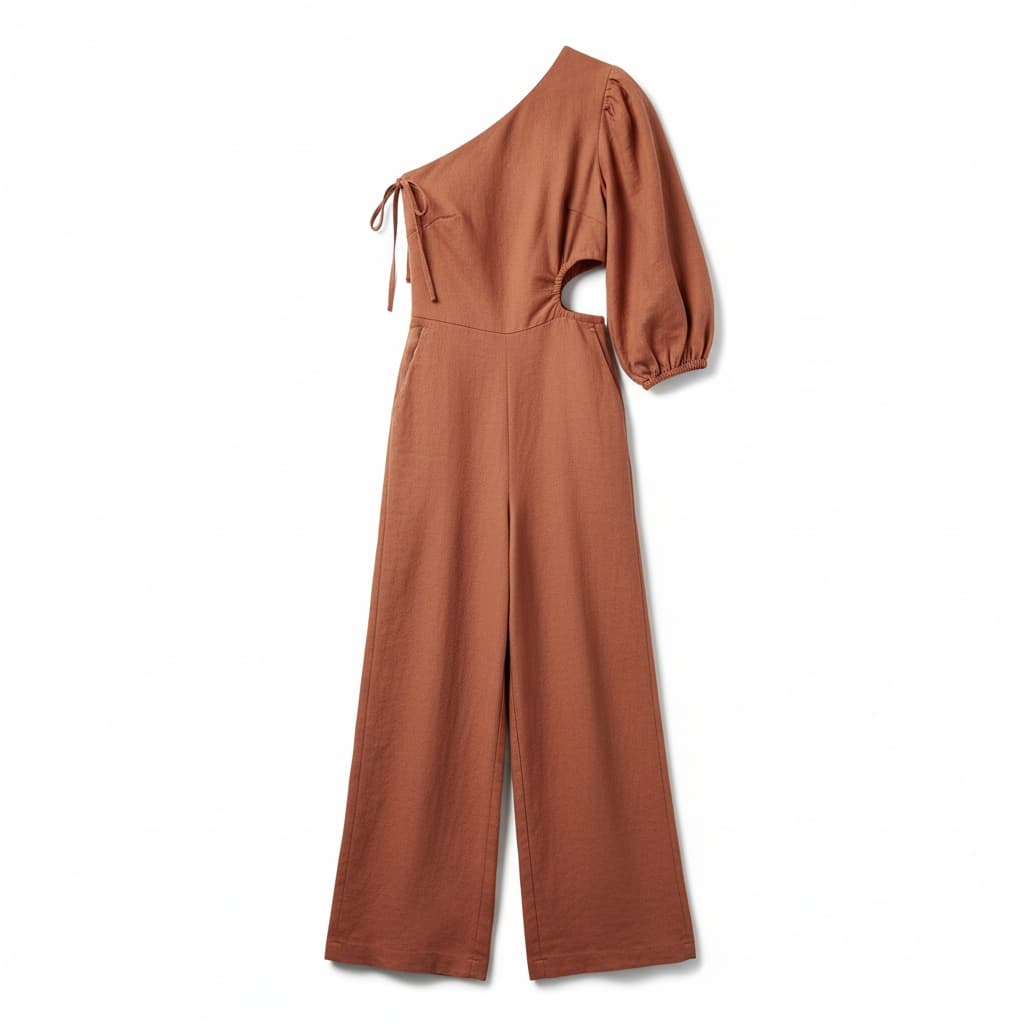 ASOS DESIGN Satin One Sleeve Cut Out Jumpsuit