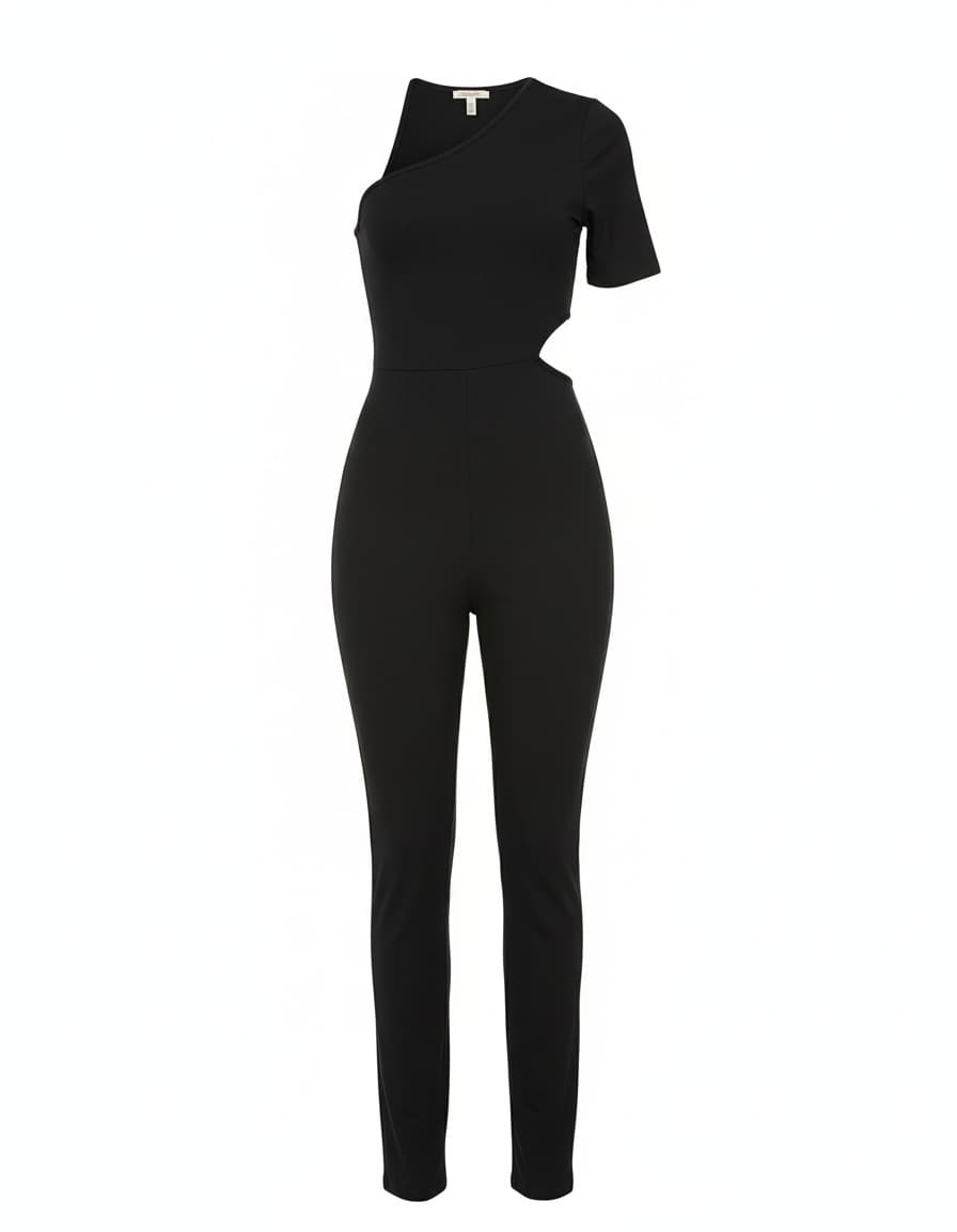 ASOS DESIGN Satin One Sleeve Cut Out Jumpsuit