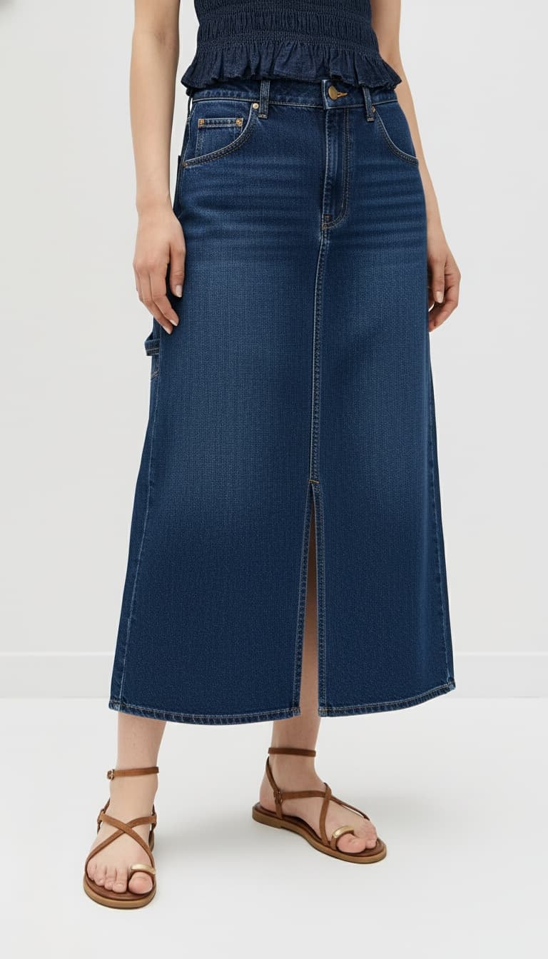 Denim Midi Skirt