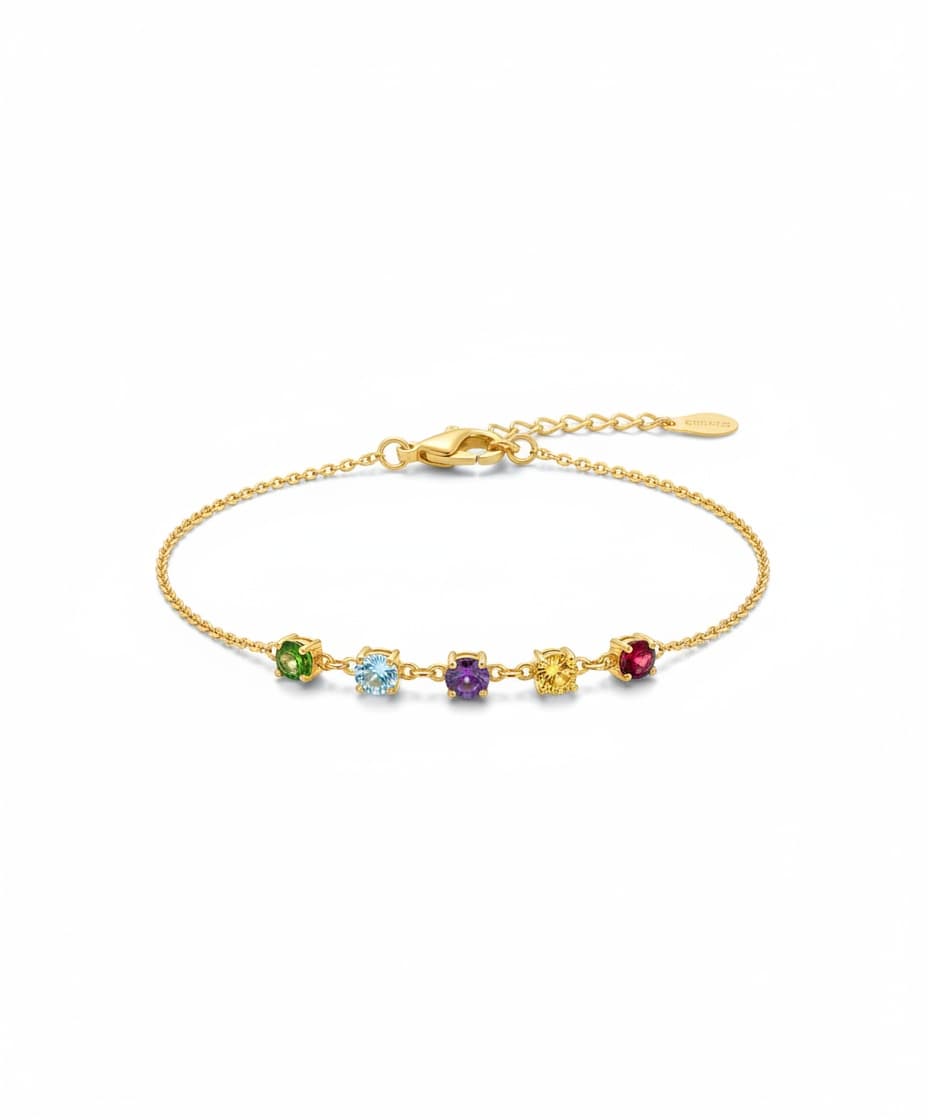Multi Gemstone Station Bracelet
